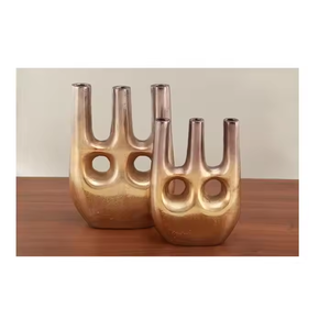 Vase en métal de forme moderne à double finition en aluminium Top-Trending Home Decor pour chambre à coucher salon pour mariage par Decor Impex - Product Image 4
