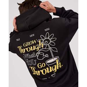 TGHF X LSKD 26 เสื้อฮู้ดดี้โอเวอร์ไซส์-เสื้อฮู้ดดี้ครอปสีดำสไตล์สตรีทแวร์ - Product Image 1