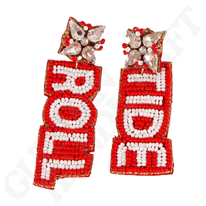 Alabama Crimson Tide Fans 'Boucles d'oreilles faites à la main perlées 'Roll Tide' pour Game Day Fashion Drop Design en Crimson White - Product Image 1