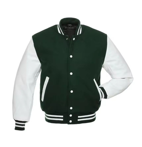 Heavyweight Coated Leather Vintage Inspired Stand Collar Varsity Jacket Men Front Logo Street Style Waterproof Winter Warm - Product Image 1