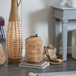 เชิงเทียนผักตบชวาธรรมชาติสานพร้อมกรอบโลหะสไตล์สวยสำหรับตกแต่งบ้านขายส่งจากเวียดนาม - Product Image 4