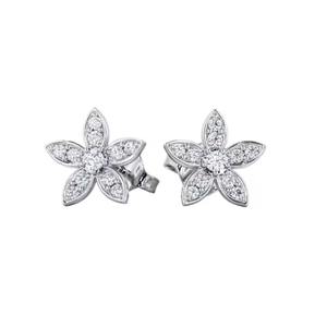 Flower Design Round Lab Grown Diamond <b>Stud</b> <b>Earrings</b> 14K Gold for Women Stylish Jewelry Gift Idea - Product Image 3