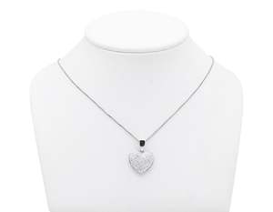 Colgante de corazón clásico con diamantes de moissanita brillante, joyería de plata romántica para collar de mujer - Product Image 2