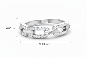 Anillo de Moda Moderno con Cadena y Diamantes en Oro de 14K |   Diamante de Corte Brillante Redondo de 0.13 Quilates - Product Image 2