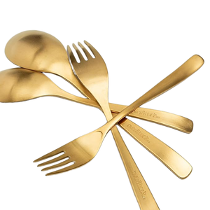 Couverts en acier miroir de luxe Couverts en acier inoxydable or poli avec design élégant Passe au lave-vaisselle - Product Image 3