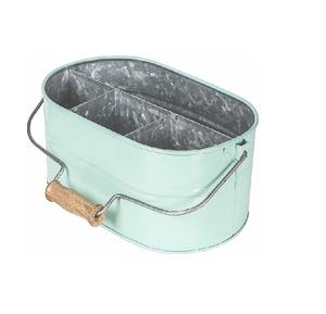 Caddy en métal galvanisé avec compartiments Porte-ustensiles de pique-nique rustique pour cuisine de ferme Rangement polyvalent personnalisable - Product Image 1