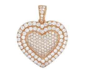 Élégant nouveau pendentif classique en forme de cœur glacé avec diamants ronds Moissanite étincelants Collier de bijoux en argent romantique - Product Image 1