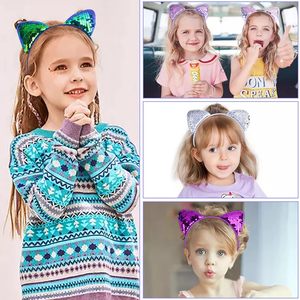 Hai mặt <span class=keywords><strong>sequin</strong></span> tai mèo Headband dễ thương cá tính Phụ kiện tóc rực rỡ - Product Image 5
