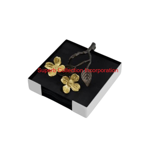 Porte-serviettes en métal noir de style moderne fait à la main avec base en bois support de mouchoirs décoratif en fer pour table et cuisine - Product Image 3