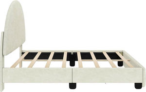 Cadre de lit complet rembourré TRIHO-HB-054 avec tête de lit en arc, lit plateforme rembourré pour enfants, pas besoin de sommier tapissier - Product Image 4