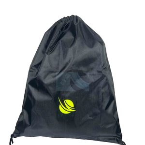 Spofit <b>Black</b> Drawstring <b>Backpack</b> Polyester Micro Twill Durable Waterproof Lightweight Foldable Sports Gym Travel Bag for Men - Product Image 3