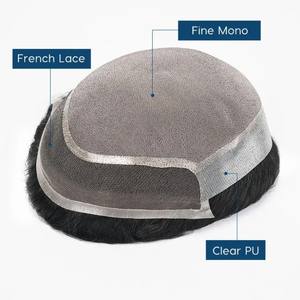 Prótesis de cabello para hombres de calidad superior, sistema de cabello masculino, línea de cabello Natural Invisible, Base de seda completa, peluca de cabello humano liso negro para hombres - Product Image 5