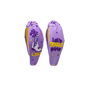 Derniers bandeaux de luxe perlés, ornés à la main, accessoires de mode pour cheveux, look de stade, journée sportive, journée de match, perles chics - Product Image 1