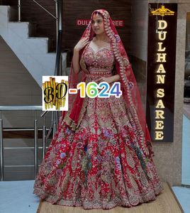 Vestido Lehenga Choli Informal de Verano 2024 para Mujer, Cuello en V, Georgette, Bordado con Lentejuelas, Bordado Floral de Zorro - Product Image 3