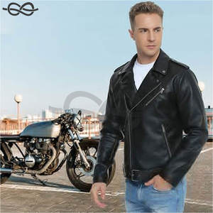 Blouson aviateur élégant en similicuir pour homme avec ceinture zippée Manteau de motard coupe ajustée pour la moto d'hiver Pièce unique incluse - Product Image 3