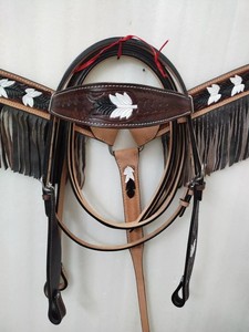 Cabecera de caballo de calidad premium de cuero occidental y coraza diseño floral tallado a mano - Product Image 2