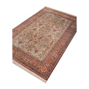 Tapis en soie noués à la main Gulmarg, motif floral rouge et orange, pour la décoration de la maison, du salon ou du couloir, taille 9x12, pour adolescents - Product Image 2
