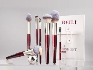 Burgunder Rotgold Tube Hervorhebung farbe Hochwertiges synthetisches Haar Gesichts kontur Puder Erröten Make-up Pinsel <span class=keywords><strong>Set</strong></span> - Product Image 2