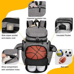 Sac à dos de sport en polyester de grande taille de style hip-hop avec fermeture éclair, compartiments pour ballon et chaussures, pour une utilisation multisports - Product Image 6