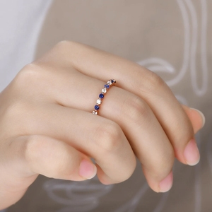 แหวนทองคำขาว18kt Tanzanite ดีไซน์ใหม่แหวนทองทึบดีไซน์ใหม่หรูหราพร้อมแหวนเพชรแท้ - Product Image 5