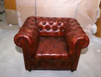 Siège d'amour Chesterfield en cuir vintage 1 place pour le salon canapé marron avec fonction de massage intégrée