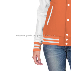 Veste bomber en molleton de coton élégante pour femmes, veste varsity personnalisée en gros pour le streetwear - Product Image 6