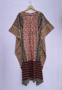 Robe caftan indienne 100% en coton imprimé bloc modeste à la main robe longue quotidienne ample à fleurs - Product Image 2