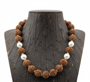 Collier pour femme en argent tibétain plaqué or 14 carats, 18 pouces, noué à la main, perles de labradorite, perles de rudraksha naturelles, géométrique, cadeau tendance - Product Image 2