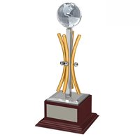 Trophée de fournisseur personnalisé en métal pour le gagnant Grande taille avec un globe de cristal Trophée de coupe haute vente Sports du monde