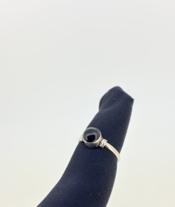 Wholesale Solid 925 Sterling Silver 2025 Natural Shape <b>Black</b> <b>Onyx</b> Cabochon Cut Simple Birthstone Unisex <b>Rings</b> Fine Jewelry Party - Product Image 4