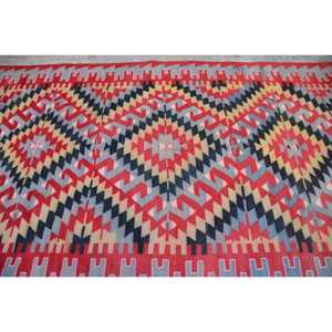 Vintage Large Rug, 5.7x11.2 ft Turkish Rug, <b>Red</b> Kilim <b>Wool</b> Rug - Product Image 5