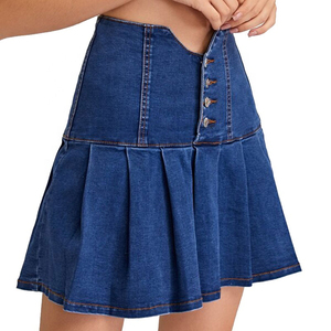 Falda vaquera hecha a medida para mujer, ropa informal personalizada cosida, ligera, antiarrugas, transpirable, cómoda Falda vaquera - Product Image 2