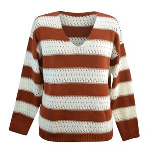 Maglione Casual con scollo a V maglione da <span class=keywords><strong>donna</strong></span> maglia invernale con Design a righe in <span class=keywords><strong>cotone</strong></span> <span class=keywords><strong>maglieria</strong></span> per Computer Cardigan da <span class=keywords><strong>donna</strong></span> - Product Image 5