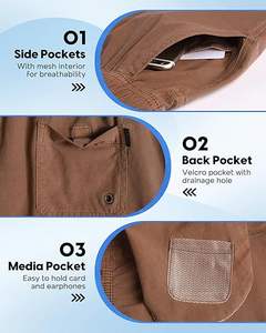 กางเกงขาสั้นออกกำลังกายผู้ชายคุณภาพสูงแบบสั่งทำพิเศษ มีกระเป๋าซิป ชุดลำลองฤดูร้อน ลายเรียบ ผ้าโพลีเอสเตอร์ กางเกงคาร์โก้ - Product Image 3