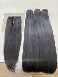 Peluca con cierre de trama Remy virgen de alta calidad para mujeres negras, extensión de cabello humano liso teñido a precio mayorista - Product Image 5