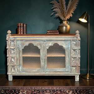 Handmade Traditional Style Teak Wooden Carved <b>Cabinet</b> <b>Rustic</b> Sideboard for Living Room or Dining Home Furniture - Product Image 1