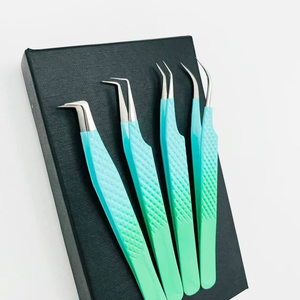 Pince à épiler professionnelle Abonnie en acier inoxydable pour extensions de cils, avec grip en fibre, étiquette privée, 75 45 90 degrés, durable et confortable - Product Image 1