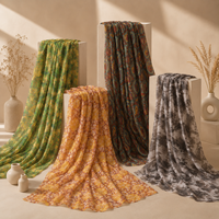 Nouveau tissu en mousseline de soie moelleux, imprimé floral personnalisé, sans MOQ, textile léger pour vêtements féminins, artisanat fait main et coussins