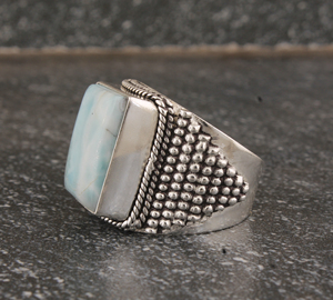 Bague solitaire classique bohème délicate en argent sterling 925 sertie de pierres précieuses turquoise taille brillant, faite à la main, pour femme, mariage - Product Image 3