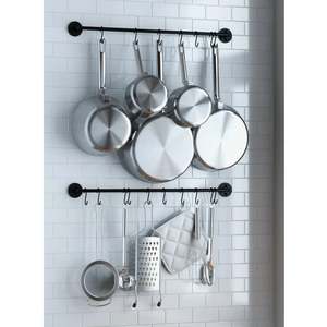 ชั้นวางหม้อเหล็กดีไซน์ทันสมัยสำหรับฝาหม้อและที่แขวนกระทะชั้นวางของในครัวแบบแขวนติดผนัง - Product Image 3