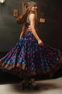 Conjunto de Traje de Danza del Vientre Tribal, Choli Bordado de Diseñador, Lehenga con Trabajo de Espejo, Cinturón para Actuaciones en Escenario - Product Image 4