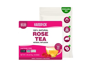 HANDPICK, Rose Buds Herbal <b>Tea</b> Bags - 50 Count | Caffeine Free Rose <b>Tea</b> - Product Image 1