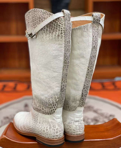 Botas de cuero blancas de la India del Himalaya para mujer, con punta, con cordones, de caña alta, cortas y largas, para parejas, otoño/invierno, para hombre y mujer - Product Image 5