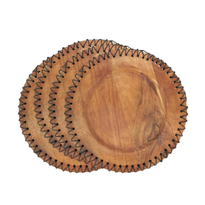 Assiettes rondes en bois massif Style de conception campagnarde durable sur mesure à vendre - Product Image 1