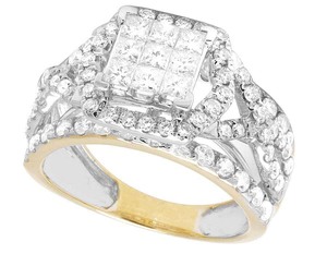 Princesa y corte redondo Moissanite diamante joyería de boda única en dos tonos anillo de plata chapado en oro para mujer - Product Image 3