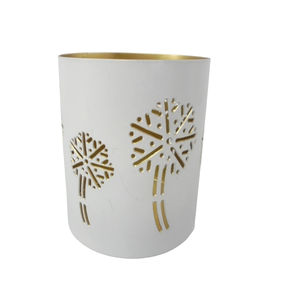 Soporte votivo redondo de hierro decorativo clásico blanco con tarro de vela dorado para sala de estar decoración de mesa de Navidad hecha a mano - Product Image 4