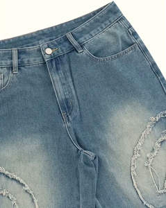 Custom <b>Men</b> Acid Wash Sun Faded Shorts Manufacturer High Quality Vintage Cotton Rhinestones Logo <b>Jeans</b> Shorts - Product Image 3