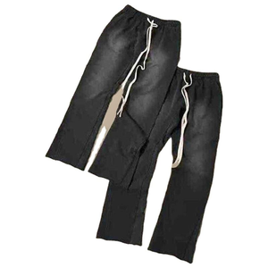 Dtg Custom Printed Casual Fleece Sweatpants Sun Fade Vintage Acid Wash <b>Hoodie</b> Set with Elastic Waist - Product Image 2