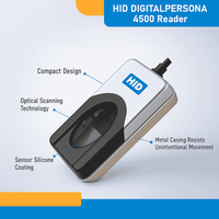 Lecteur d'empreintes digitales biométrique optique Portable Digital Persona U4500, Interface USB-A 2.0, Résolution 500 PPI, Compatible multiplateforme