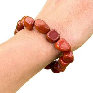 Pulsera de cristal caído de jaspe rojo indio, brazalete de moda de piedras preciosas naturales para hombres y mujeres, brazaletes de regalo y meditación energética - Product Image 3